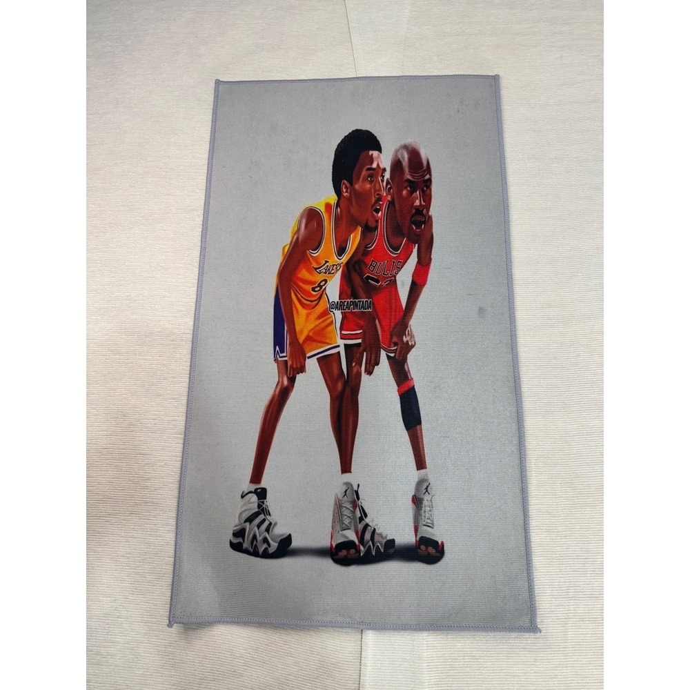 Area Pintada Kobe Bryant Michael Jordan Graphic Rug Sports Decor Grey 18x31